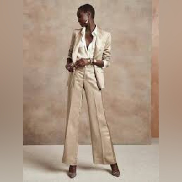 Nwt Banana Republic Tencel Tuxedo Pants Maverick Tan, Size 0